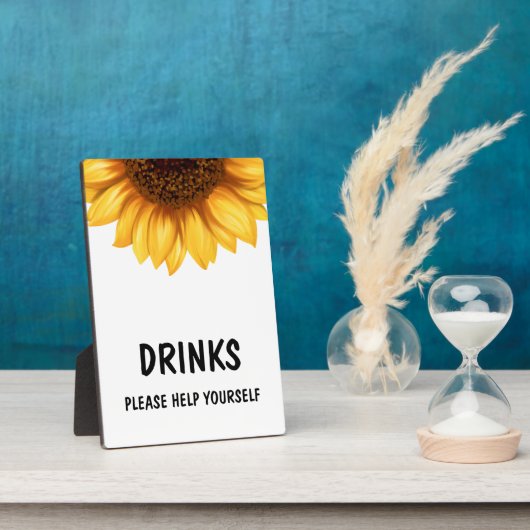 Fall Sunflower Baby Shower Drinks Sign  フォトプラーク (側面)