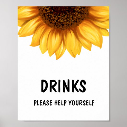 Fall Sunflower Baby Shower Drinks Sign Poster ポスター (正面)