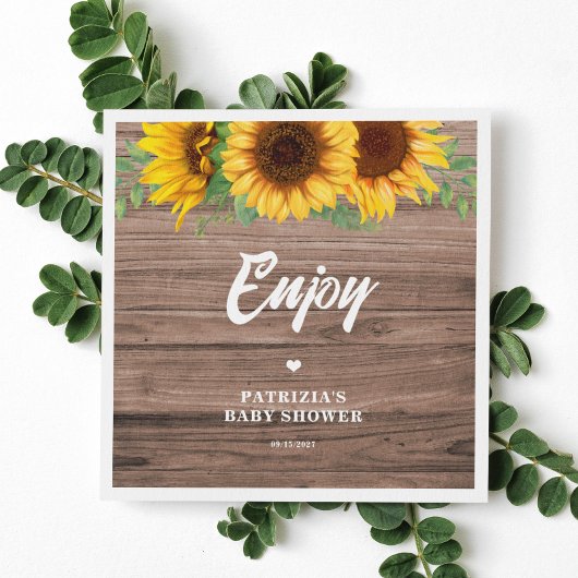 Fall Sunflower | Baby Shower Paper スタンダードカクテルナプキン