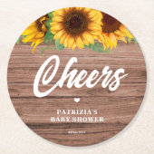 Fall Sunflower | Baby Shower Paper ラウンドペーパーコースター (正面)