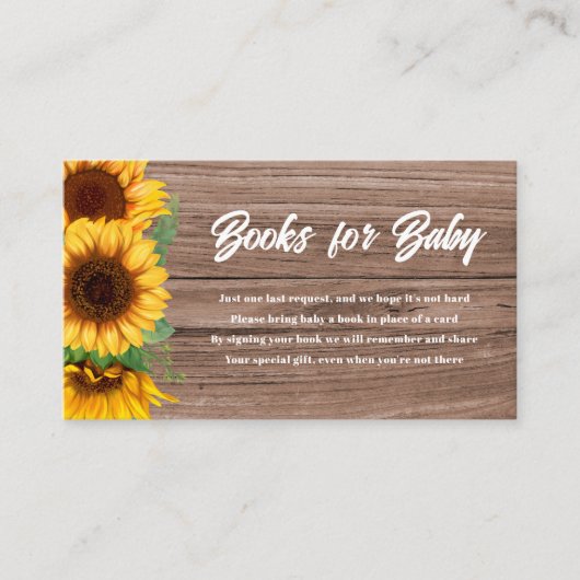 Fall Sunflower | Books for Baby | Baby Shower エンクロージャーカード (正面)