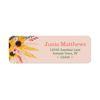 Fall Sunflower Bouquet Return Address Label ラベル