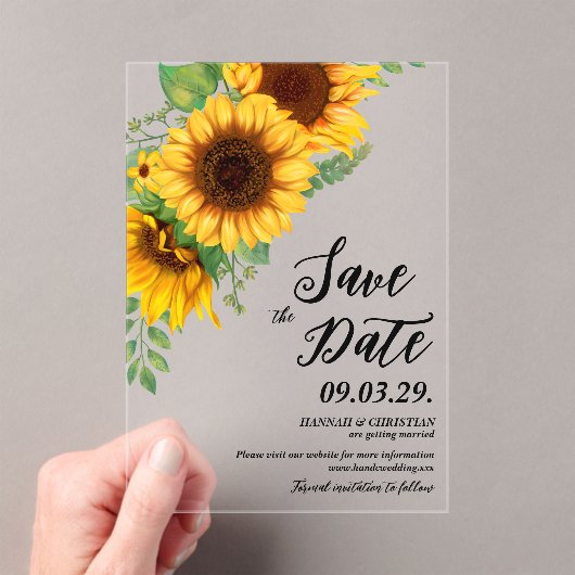 Fall Sunflower Save the date アクリル招待状 (インサイチュ (ポータブル))