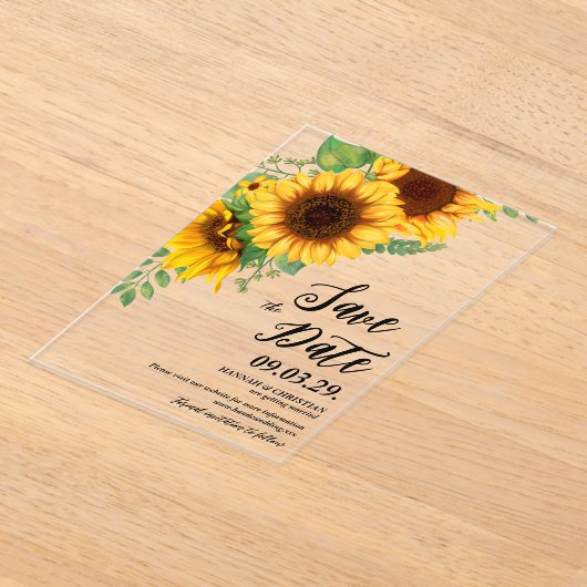 Fall Sunflower Save the date アクリル招待状 (レイダウン)