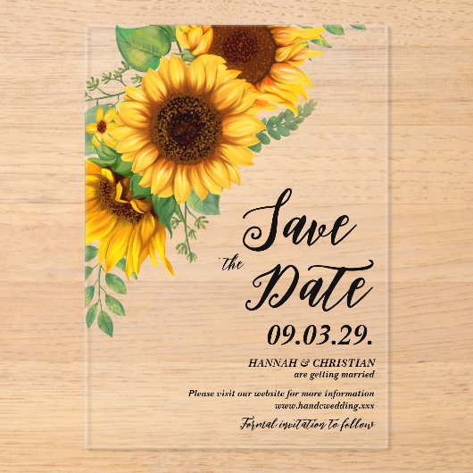 Fall Sunflower Save the date アクリル招待状 (正面)