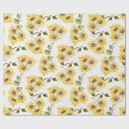 Fall Sunflower Watercolor Wrapping Paper ラッピングペーパー (フラット)
