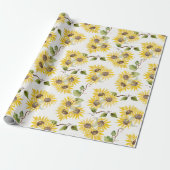 Fall Sunflower Watercolor Wrapping Paper ラッピングペーパー (アンロールド)