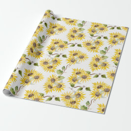 Fall Sunflower Watercolor Wrapping Paper ラッピングペーパー