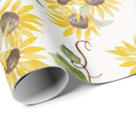 Fall Sunflower Watercolor Wrapping Paper ラッピングペーパー