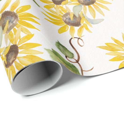 Fall Sunflower Watercolor Wrapping Paper ラッピングペーパー (ロールコーナー)