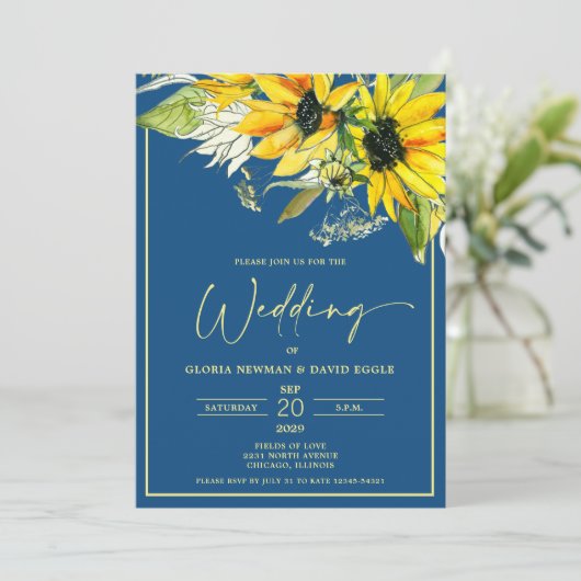 Fall Sunflower Wedding Invitation 招待状 (スタンド正面)