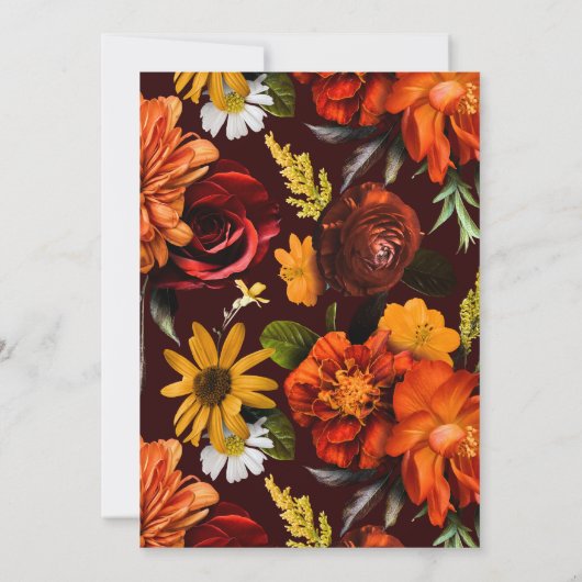 Fall Sunset Dark Moody Romantic Bridal Shower  招待状 (裏面)