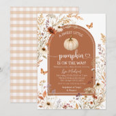 Fall Sweet Little Pumpkin ベビーシャワー招待状 招待状 (正面/裏面)