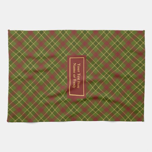 Fall Tartan Hand Towel Personalized Checkered キッチンタオル (横)