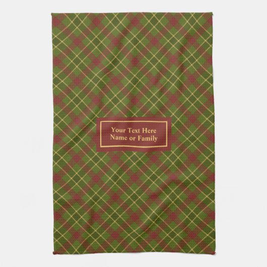 Fall Tartan Hand Towel Personalized Checkered キッチンタオル (縦)