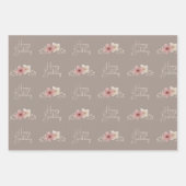 Fall Taupe and Pink Floral Wrapping Paper ラッピングペーパーシート (正面)