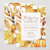 Fall Thanksgiving Dinner Invitation 招待状 (正面/裏面)