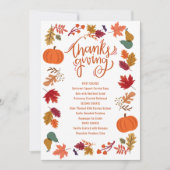 Fall Thanksgiving Printable Menu 案内状 (正面)