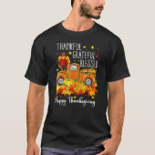 Fall Thanksgiving Turkey Pilgrim Thankful Grateful Tシャツ (正面)