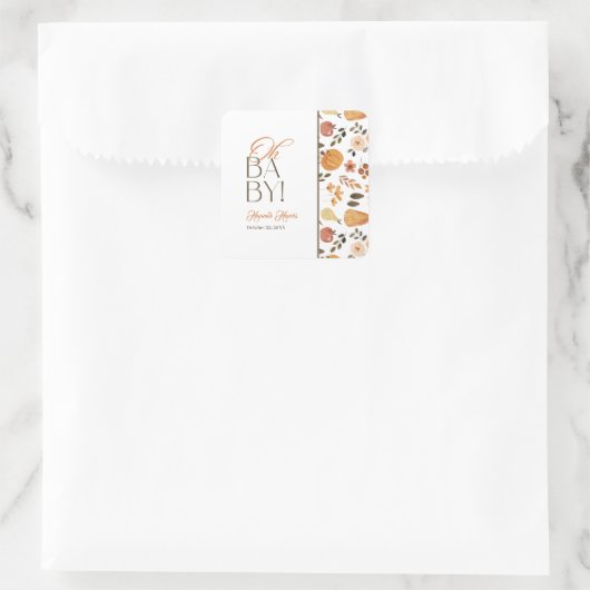 Fall Theme Baby Shower  スクエアシール (バッグ)