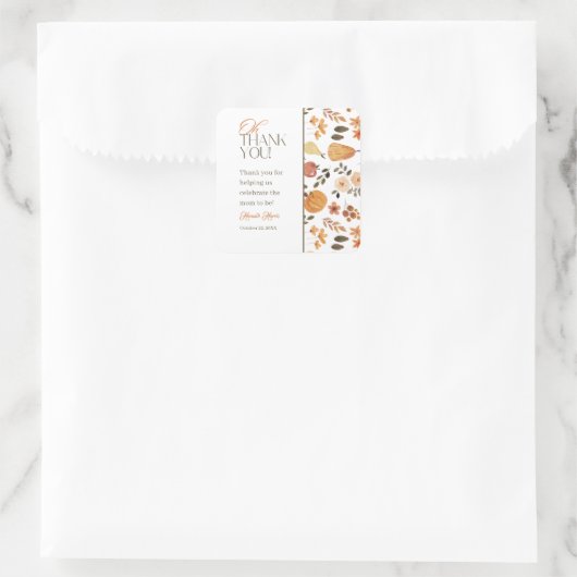 Fall Theme Baby Shower Thank You Sticker スクエアシール (バッグ)