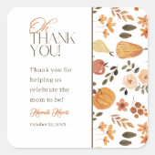 Fall Theme Baby Shower Thank You Sticker スクエアシール (正面)