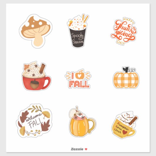 Fall-Themed Sticker Set with Cozy Autumn Vibes シール (シート)