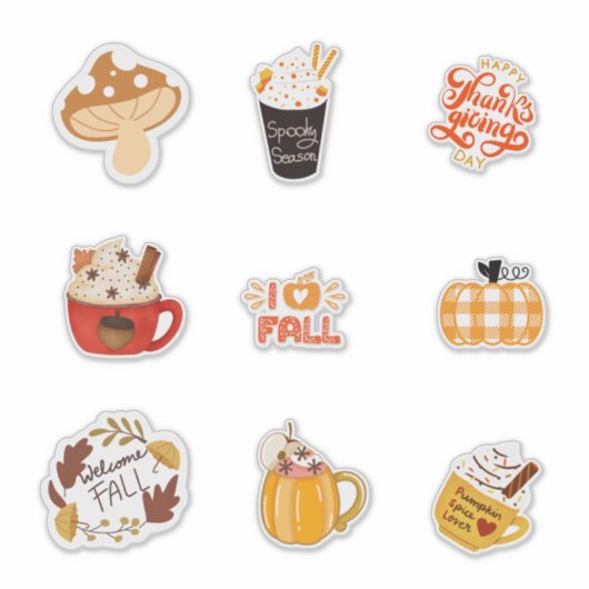 Fall-Themed Sticker Set with Cozy Autumn Vibes シール (正面)