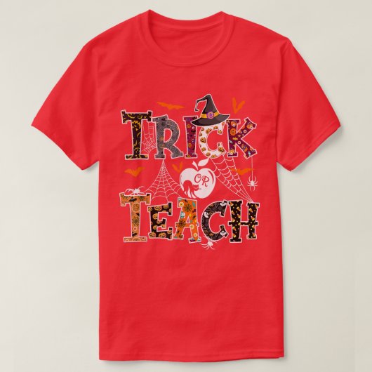Fall Themed Thanksgiving Halloween Teacher Trick O Tシャツ (デザイン正面)