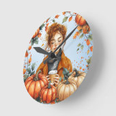 Fall themed Wall Clock ラウンド壁時計 (傾斜)