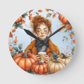 Fall themed Wall Clock ラウンド壁時計 (正面)