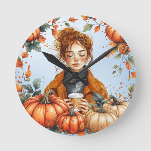 Fall themed Wall Clock ラウンド壁時計 (正面)