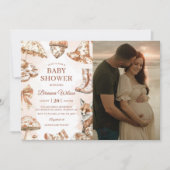 Fall Toile De Jouy Woodland Baby Shower Photo  招待状 (正面)