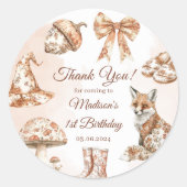 Fall Toile De Jouy Woodland Theme  ラウンドシール (正面)