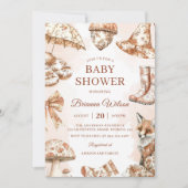 Fall Toile De Jouy Woodland Theme Baby Shower 招待状 (正面)