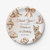 Fall Toile De Jouy Woodland Theme Birthday Party ペーパープレート (正面)