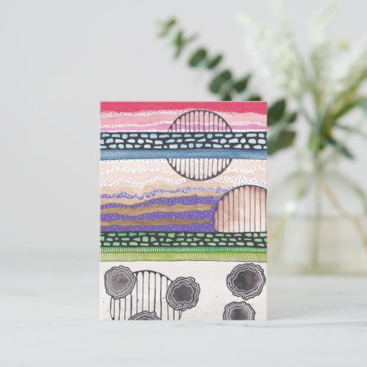 Fall Topファンタジー、オリジナル混合メディアアートワーク ポストカード (スタンド正面)