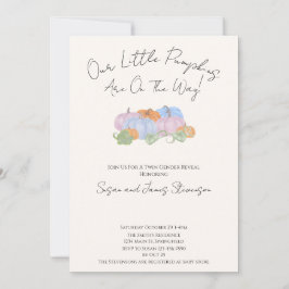 Fall Twin Gender Reveal Little Pumpkin Theme  招待状