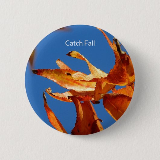 Fall Vibes Button – Autumn Leaves Design 缶バッジ (正面)
