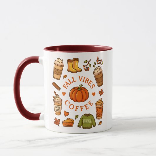 Fall Vibes Coffee Mug – Cozy Autumn Aesthetic  マグカップ (左)