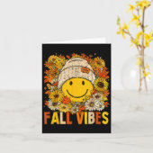 Fall Vibes Floral Thanksgiving Autumn Fall Leaves  カード (黄色い花)