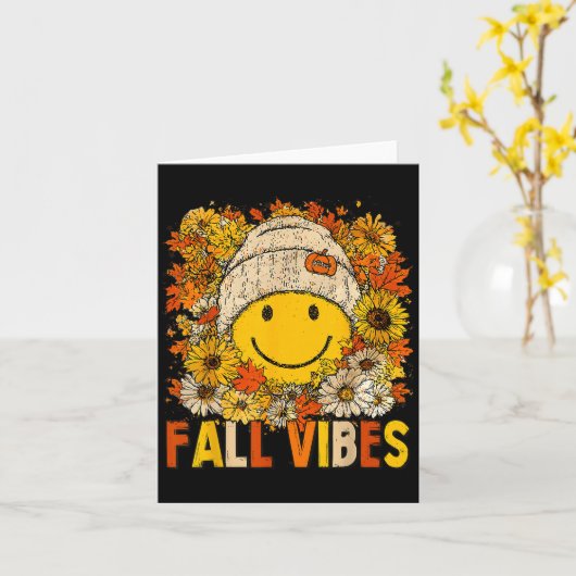 Fall Vibes Floral Thanksgiving Autumn Fall Leaves  カード (黄色い花)