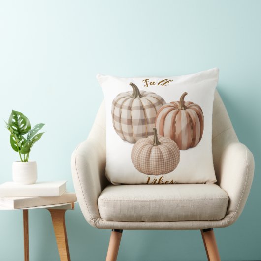 Fall vibes pumpkin Throw Pillow クッション (椅子)
