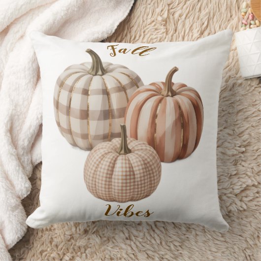 Fall vibes pumpkin Throw Pillow クッション (ブランケット)