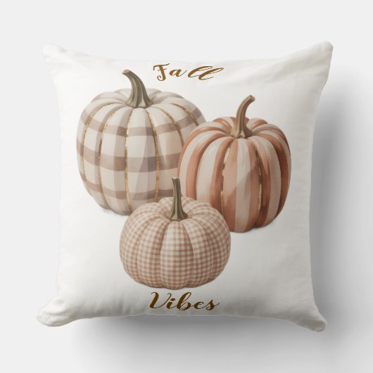 Fall vibes pumpkin Throw Pillow クッション (正面)