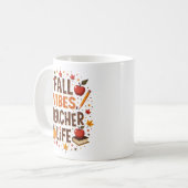 Fall Vibes Teacher Life - レトロかわいい オーダーメイド コーヒーマグカップ (正面左)