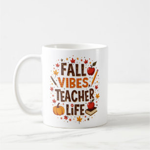 Fall Vibes Teacher Life - レトロかわいい オーダーメイド コーヒーマグカップ