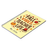 Fall Vibes Teacher Life - レトロかわいい オーダーメイド ノートブック (左側)