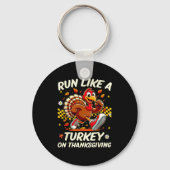 Fall Vibes Turkey Trot Run Like A Turkey On Thanks キーホルダー (正面)