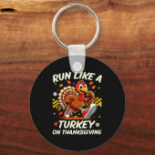 Fall Vibes Turkey Trot Run Like A Turkey On Thanks キーホルダー (正面)